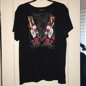 Express One Eleven Laced Deep V Neck Top